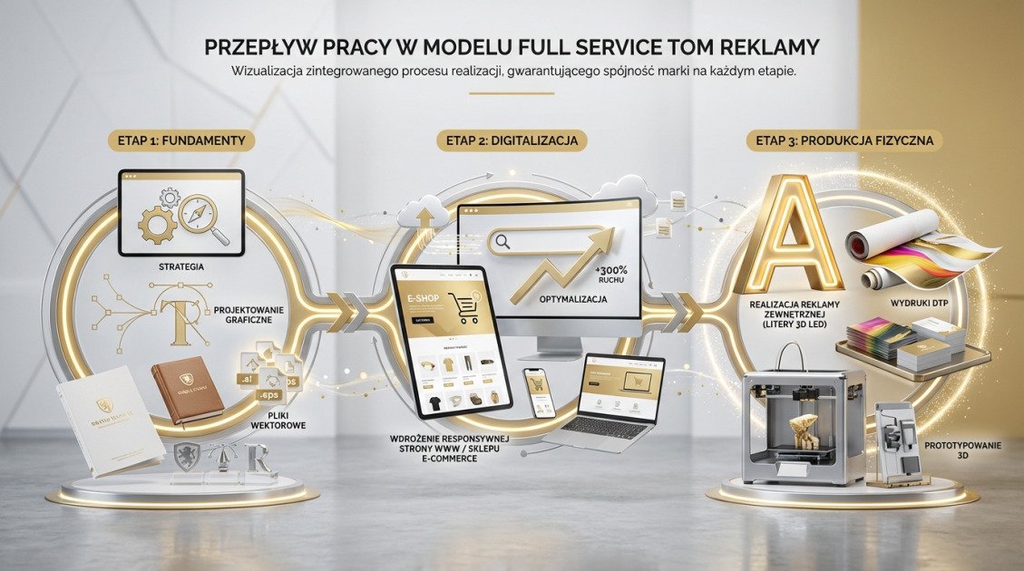 Przepływ pracy w modelu Full Service TOM REKLAMY