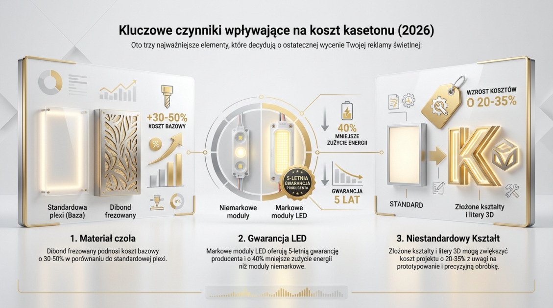 Kluczowe czynniki wpływające na koszt kasetonu (2026)