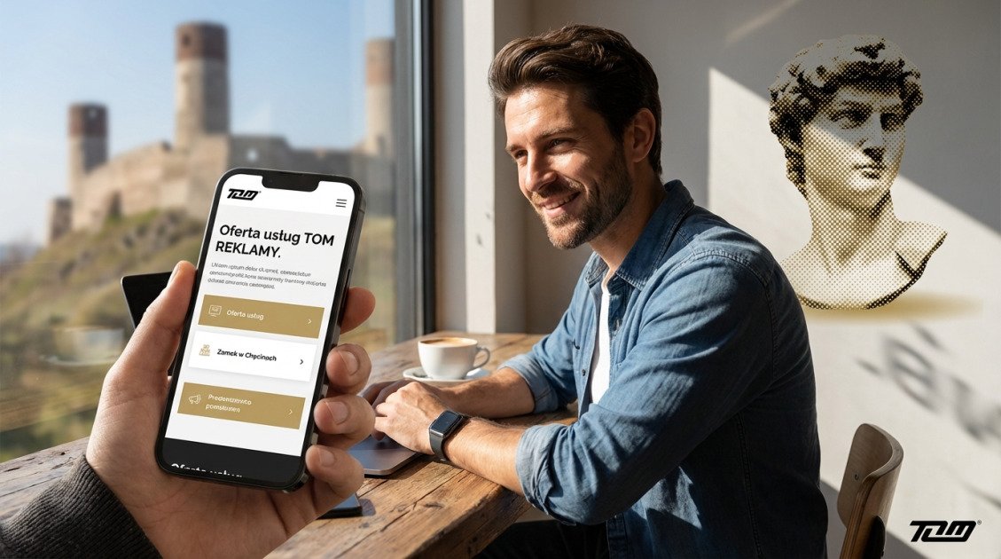 Strony internetowe Chęciny cennik 2026 – Ile kosztuje witryna? 1 Oferta usług TOM REKLAMY in use