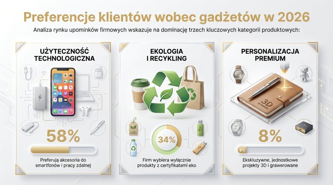 Nowoczesne gadżety reklamowe dla firm z logo – trendy 2026 1 Preferencje klientów wobec gadżetów w 2026