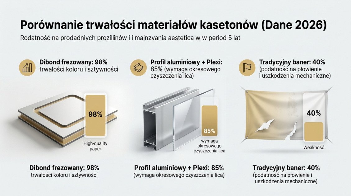 Porównanie trwałości materiałów kasetonów (Dane 2026)