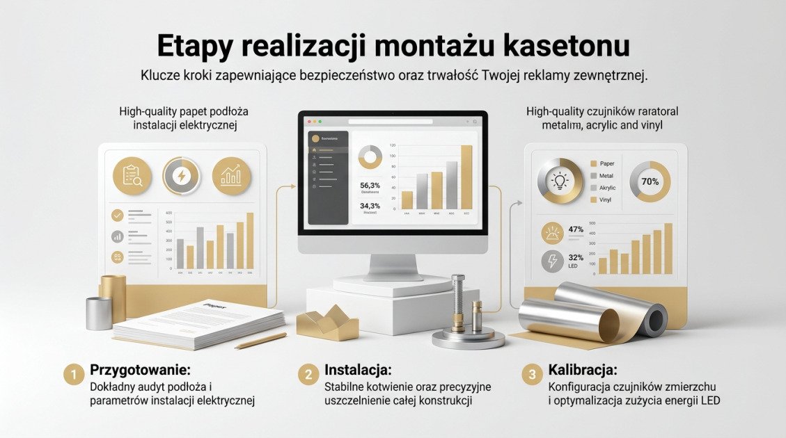 Etapy realizacji montażu kasetonu