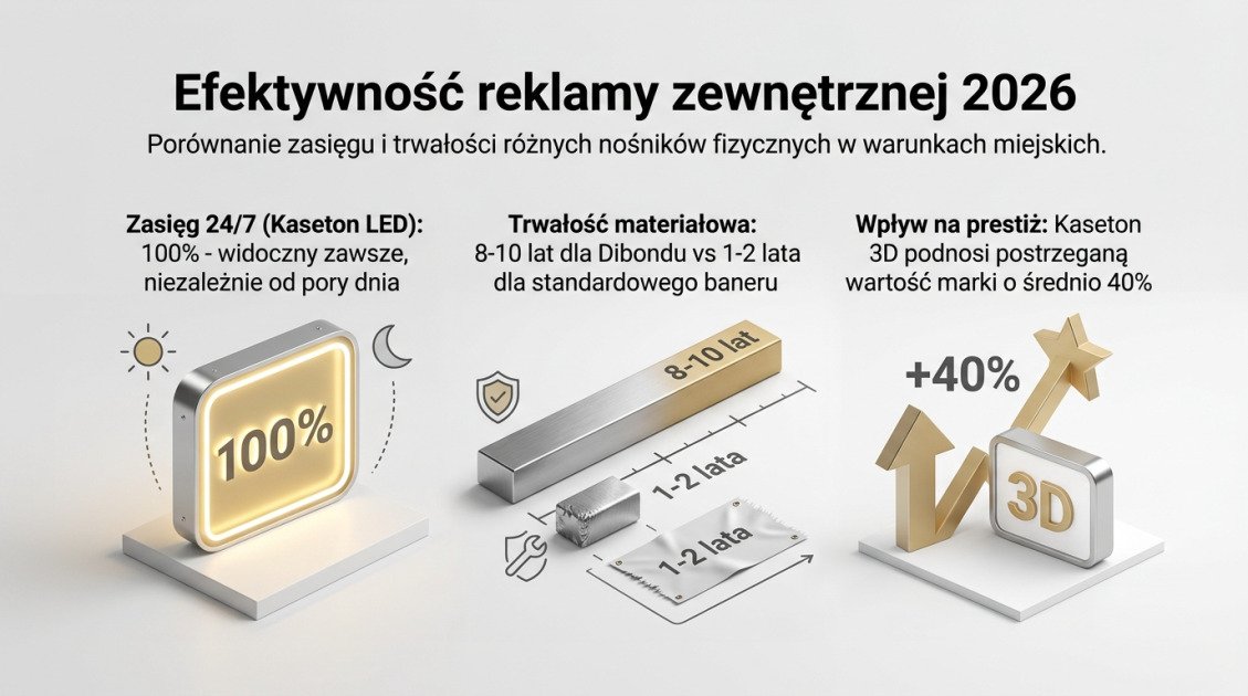 Profesjonalny montaż kasetonów reklamowych w Kielcach 1 Efektywność reklamy zewnętrznej 2026