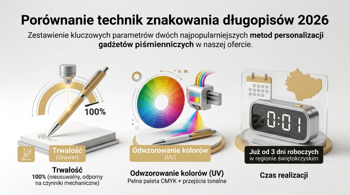 Porównanie technik znakowania długopisów 2026