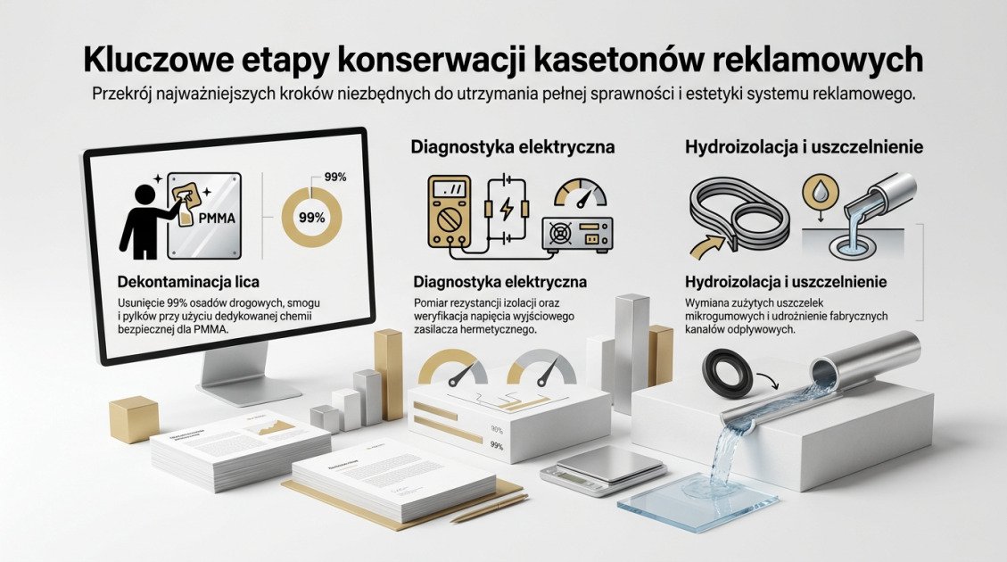 Kluczowe etapy konserwacji kasetonów reklamowych