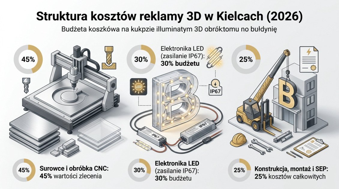 Struktura kosztów reklamy 3D w Kielcach (2026)