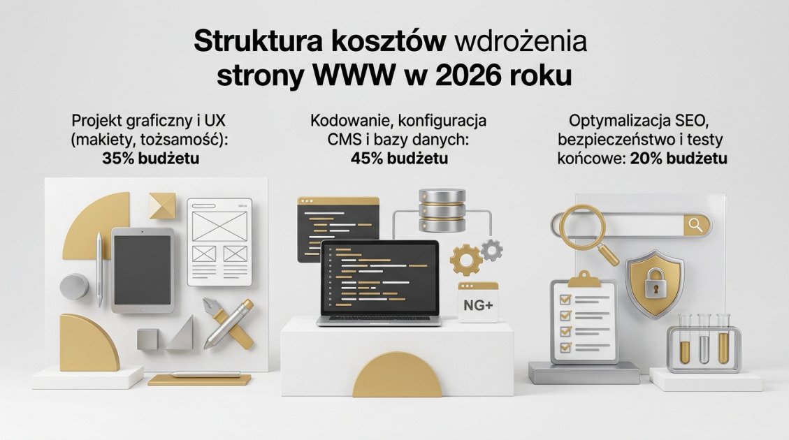 Cennik projektowania stron internetowych Kielce w 2026 1 Struktura kosztów wdrożenia strony WWW w 2026 roku